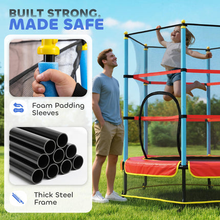 Kids Trampoline with Safety Net for Ages 3-10 Years - Blue, Red & Black