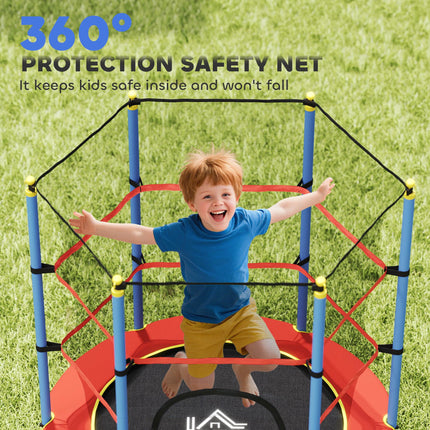Kids Trampoline with Safety Net for Ages 3-10 Years - Blue, Red & Black