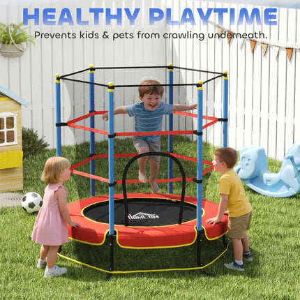 Kids Trampoline with Safety Net for Ages 3-10 Years - Blue, Red & Black