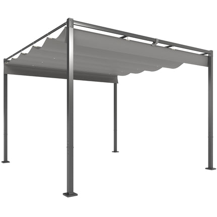 3 x 3 Metre Garden Pergola Kit with Retractable UPF30 Canopy - Grey