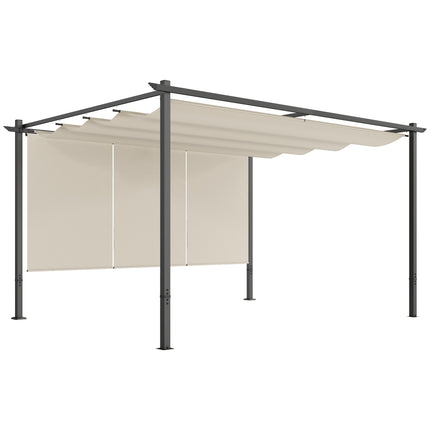 3 x 4m Metal Pergola with Retractable Roof and UPF30+ Shade - Beige