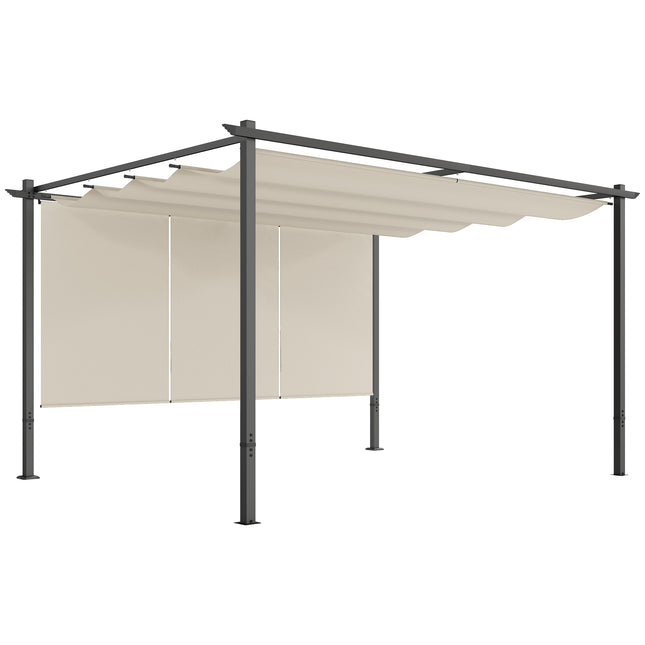 3 x 4m Metal Pergola with Retractable Roof and UPF30+ Shade - Beige