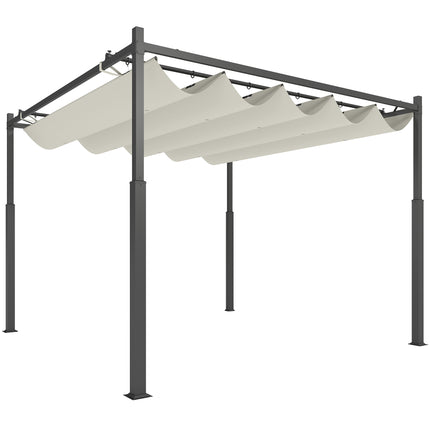3 x 3 Metre Metal Pergola with Retractable UPF30+ Canopy - Cream White