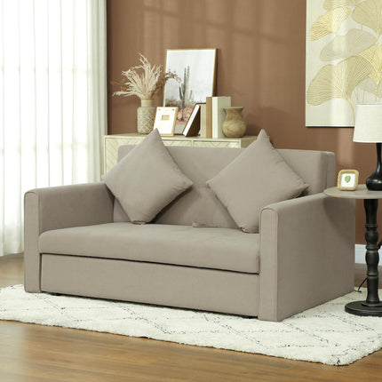 2 Seater Sofa Bed with Hidden Storage, Pull Out Convertible Bed Settee, Modern S