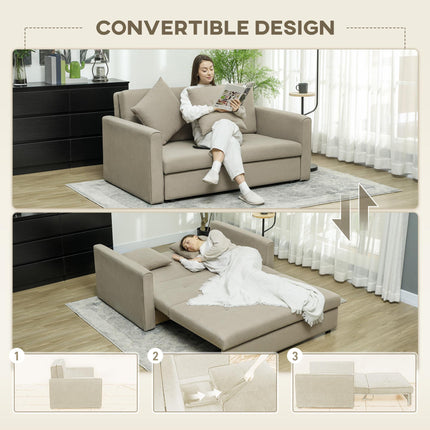 2 Seater Sofa Bed with Hidden Storage, Pull Out Convertible Bed Settee, Modern S