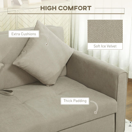 2 Seater Sofa Bed with Hidden Storage, Pull Out Convertible Bed Settee, Modern S
