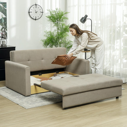 2 Seater Sofa Bed with Hidden Storage, Pull Out Convertible Bed Settee, Modern S