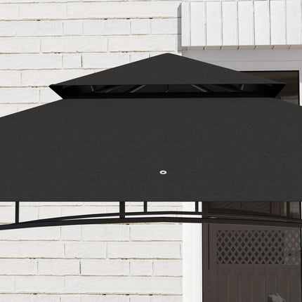 BBQ Grill Gazebo 150x240cm with Shelves and Baskets - Grey Polyester Canopy