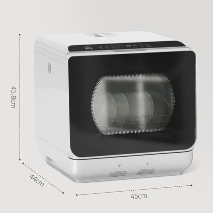 Mini Tabletop Dishwasher with 6L Water Tank, 6 Programs, Touch Control & LED Display, 4 Place Settings - Silver Tone