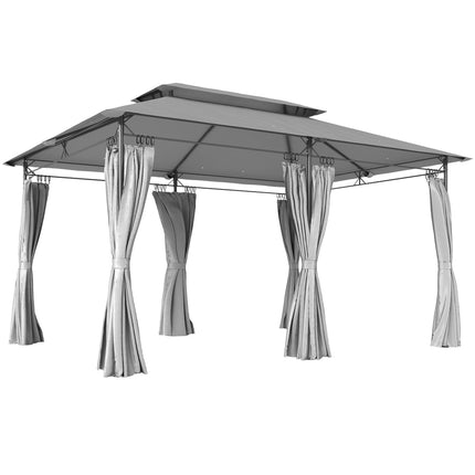 3 x 4m Metal Frame Two-Tier Roof Gazebo - Dark Grey