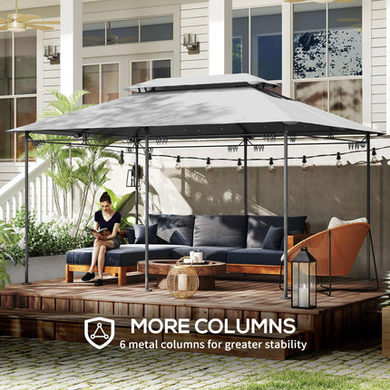 3 x 4m Metal Frame Two-Tier Roof Gazebo - Dark Grey