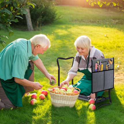 Steel Frame Foldable Padded Garden Kneeler with Tool Bag - Grey