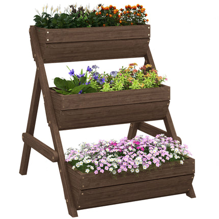 3 Tier Wooden Raised Garden Bed Planter Kit - Tan