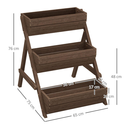 3 Tier Wooden Raised Garden Bed Planter Kit - Tan