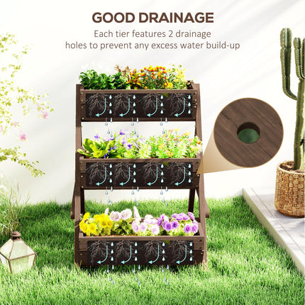 3 Tier Wooden Raised Garden Bed Planter Kit - Tan