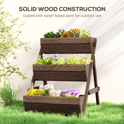 3 Tier Wooden Raised Garden Bed Planter Kit - Tan