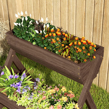 3 Tier Wooden Raised Garden Bed Planter Kit - Tan