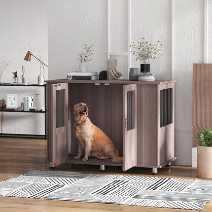 Medium & Large Dog Crate Table with Magnetic Door for Indoor Use - Purple