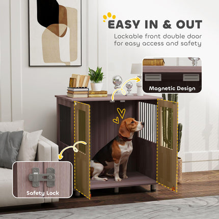 Dog Crate Table for Medium and Large Dogs with Magnetic Door for Indoor Use, 85