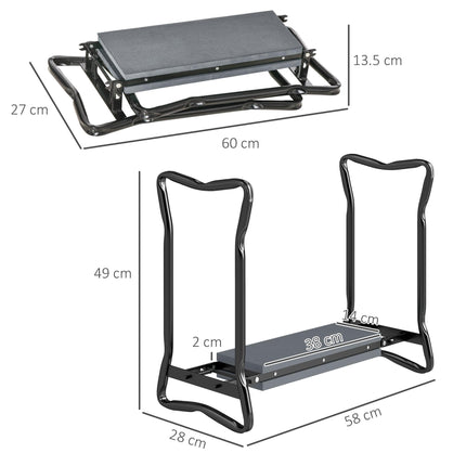 2-in-1 Foldable Garden Kneeler and Seat with Foam Pad - Grey