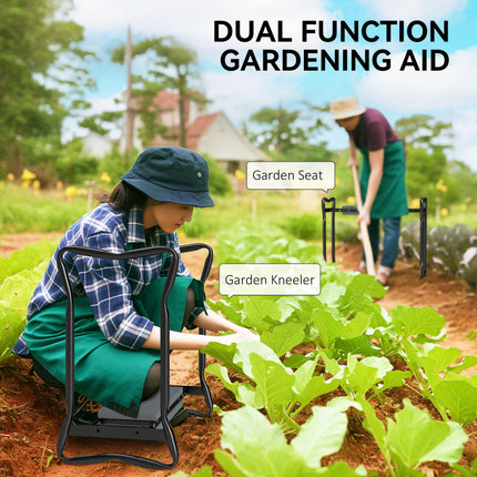 2-in-1 Foldable Garden Kneeler and Seat with Foam Pad - Grey