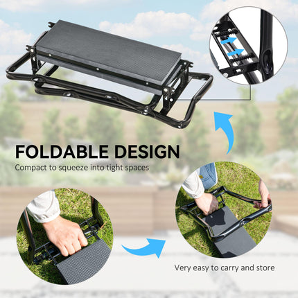 2-in-1 Foldable Garden Kneeler and Seat with Foam Pad - Grey