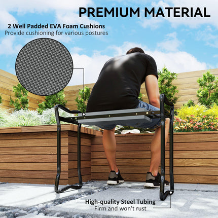 2-in-1 Foldable Garden Kneeler and Seat with Foam Pad - Grey