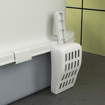 Top Entry Cat Litter Box with Lid, Scoop & Deodorisation Bags - Grey White Black