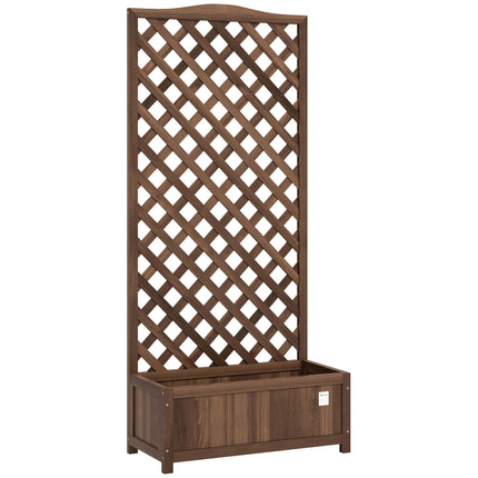 53 Litre Wooden Garden Planter Box with Trellis - Dark Brown