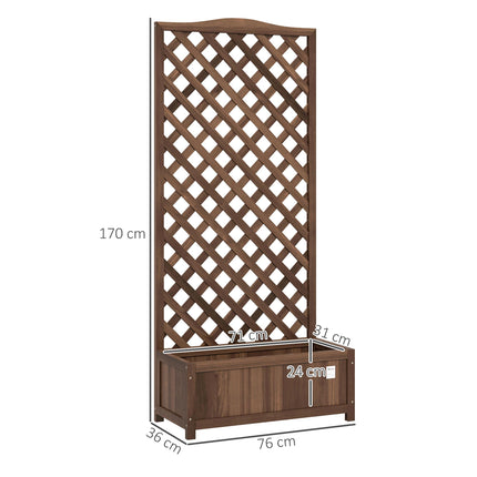 53 Litre Wooden Garden Planter Box with Trellis - Dark Brown