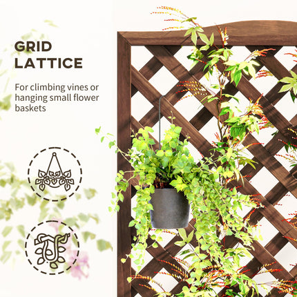 53 Litre Wooden Garden Planter Box with Trellis - Dark Brown