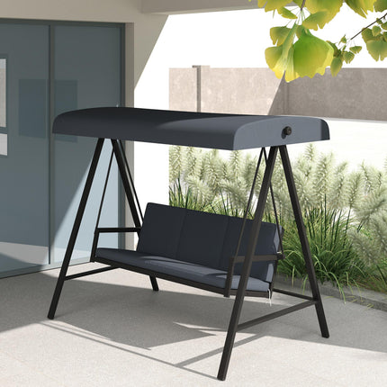 3 Seater Garden Swing Chair with Adjustable Canopy - Dark Grey
