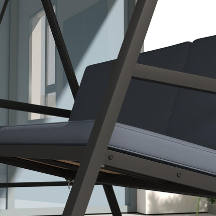 3 Seater Garden Swing Chair with Adjustable Canopy - Dark Grey
