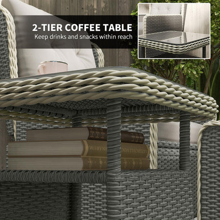 Five-Piece Reclining Rattan Chair Set - Light Grey