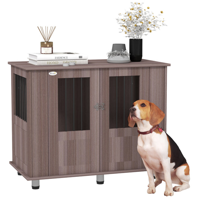 Medium & Large Dog Crate Table with Magnetic Door for Indoor Use - Purple