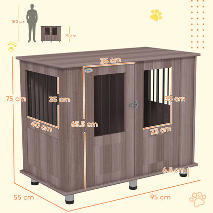 Medium & Large Dog Crate Table with Magnetic Door for Indoor Use - Purple