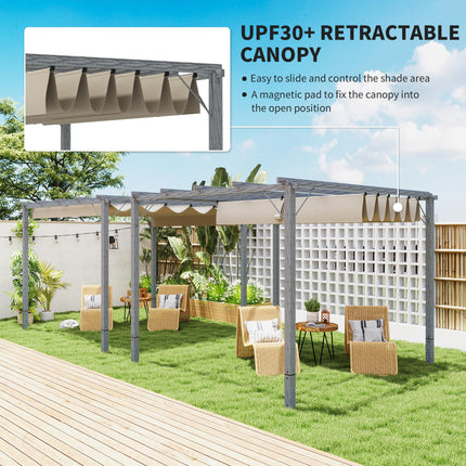 3 x 3 m Retractable Roof Pergola - Grey