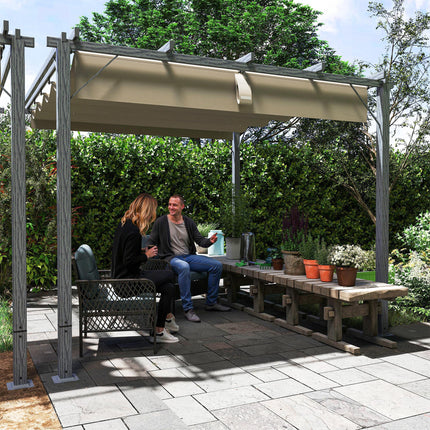 3 x 3 m Retractable Roof Pergola - Grey