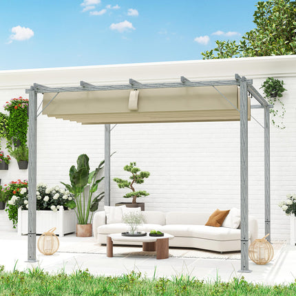 3 x 3 m Retractable Roof Pergola - Grey