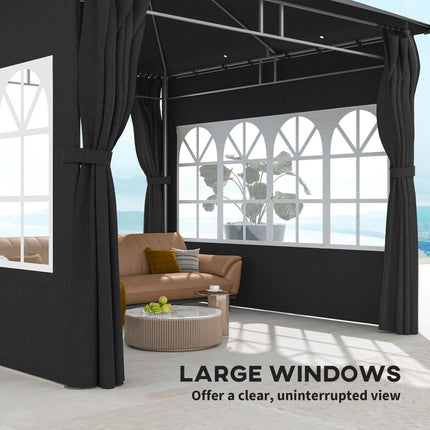 3 x 3 m Garden Gazebo, Double Roof Metal Gazebo with Removable Sidewalls and Chu