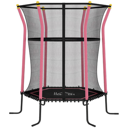 Kids Mini Trampoline Bouncer with Safety Enclosure Net for Ages 3-10 - Pink
