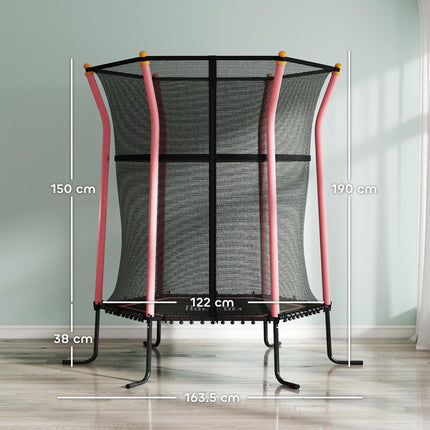 Kids Mini Trampoline Bouncer with Safety Enclosure Net for Ages 3-10 - Pink
