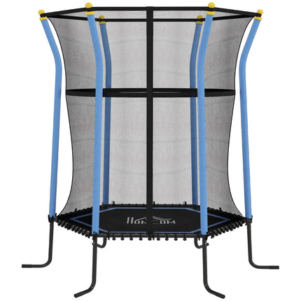Kids Mini Trampoline Bouncer with Safety Enclosure Net for Ages 3-10 - Blue