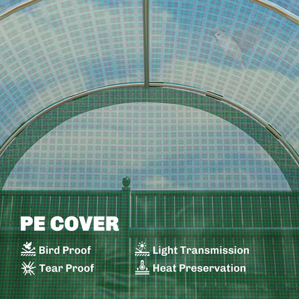 3 x 2 x 2m Polytunnel Greenhouse with Galvanised Steel Frame - Green