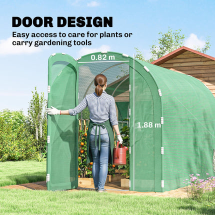 3 x 2 x 2m Polytunnel Greenhouse with Galvanised Steel Frame - Green