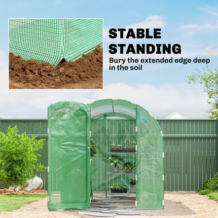 3 x 2 x 2m Polytunnel Greenhouse with Galvanised Steel Frame - Green