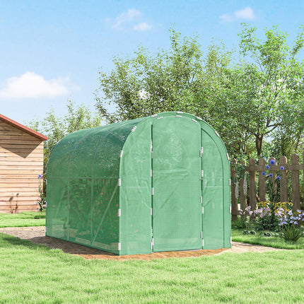 3 x 2 x 2m Polytunnel Greenhouse with Galvanised Steel Frame - Green