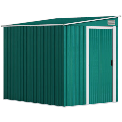 7 x 5ft Galvanised Metal Garden Shed with Sliding Door and Ventilation - Green
