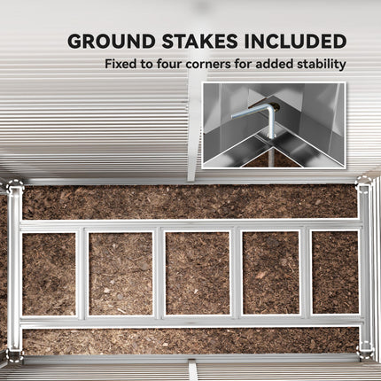 5 x 9ft Galvanised Metal Garden Shed with Foundation Kit, Outdoor Lean-to Shed, Tool Storage House for Garden, Brown