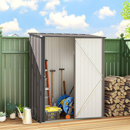 5.3 x 3.1ft Corrugated Steel Garden Storage Shed - Light Grey